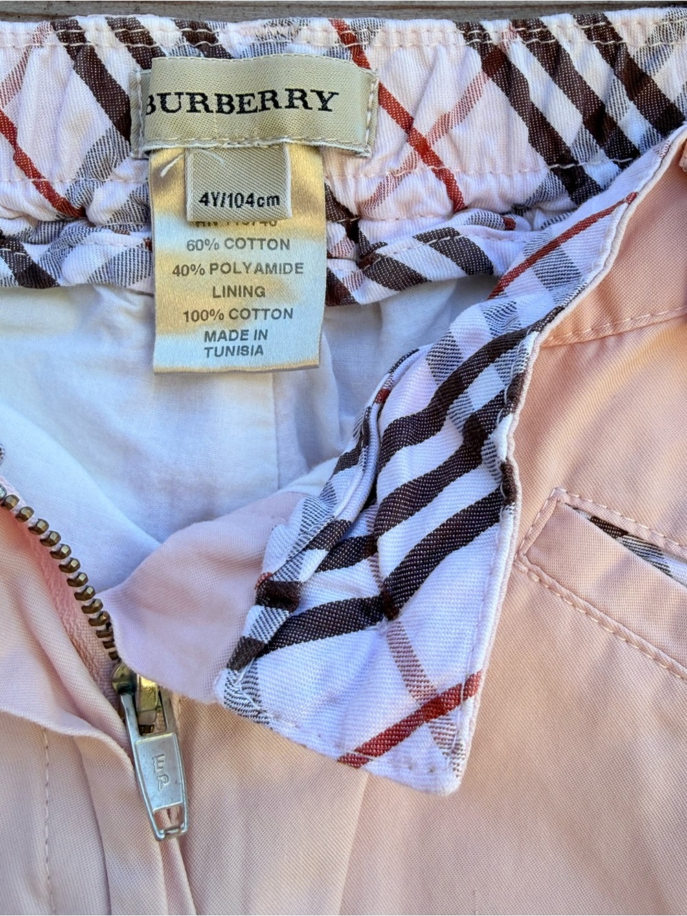 Burberry Kids Girls Pink Cargo Pants Nova Check Trim Size 4Y 104 cm - Picture 2 of 4